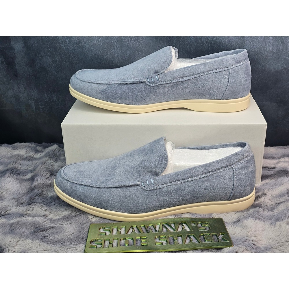 NWT Old Money Loafers Fog Blue Faux Suede Slip On Moc Toe Men Size 43 US 10